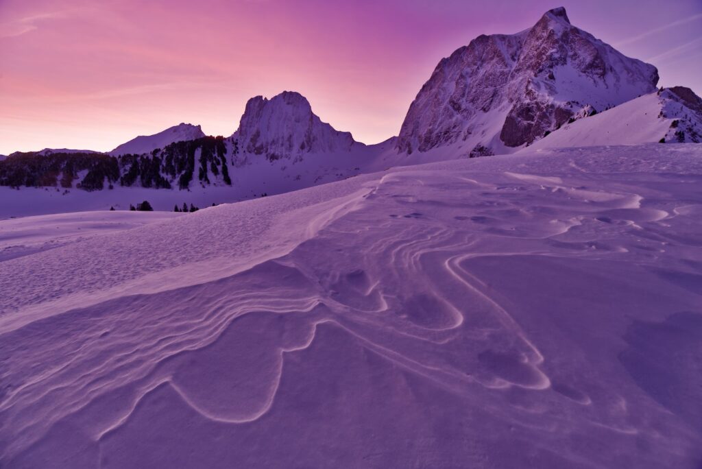 Sonnenaufgang Berge Schnee