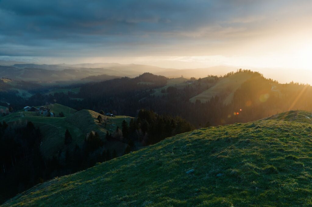 Schneesturm Sonnenuntergang